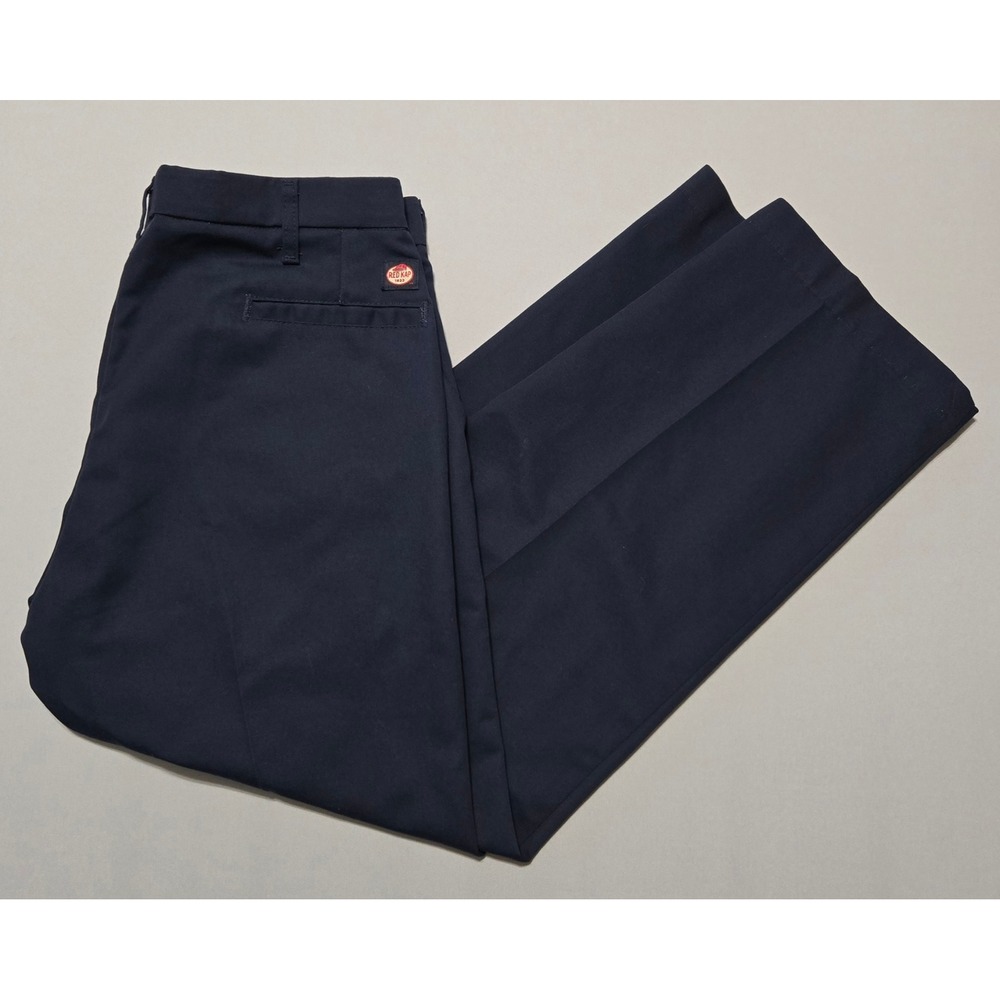 Red Kap Work Pants Mens 36x30 Navy Blue Industrial Uniform Flat Front Poly Blend